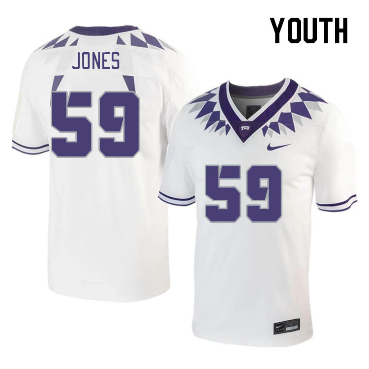 Youth #59 Blake Jones TCU Horned Frogs 2023 College Footbal Jerseys Stitched-White